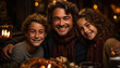 © Jemastock - Smiling family, cheerful bonding, love, warmth, joy, winter celebration generated by AI