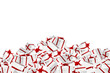 Digital png illustration of stack of white and red presents on transparent background
