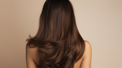 Wall Mural - Back of beautiful brunette model with long brown hair