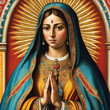 beautiful lady of Guadalupe Mexico saint holy faith illustration vintage silkscreen