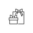 Festive gift boxes line icon