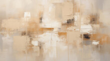 Abstract Oil Painting With Paints In Beige, Gray And Gold Colors, For Background