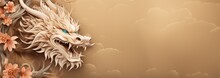 China Golden Dragon,dec Traditional Chinese Dragon On Red Background , Happy New Year 2024 , Year Of Dragon, Background Banner With Copy Space For Text, Chinese Zodiac Symbol, Lunar New Year Concept.
