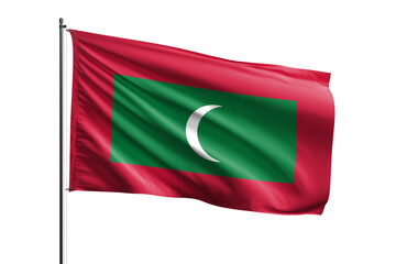 Wall Mural - 3d illustration flag of Maldives. Maldives flag waving isolated on white background with clipping path. flag frame with empty space for your text.