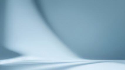 Poster - Minimal abstract simple light blue background for product presentation. Shadow and light from windows on plaster wall.