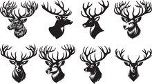 Deer Head Silhouette, Elk Head Silhouette Collection