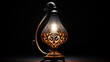 Glowing lamp with deigning metal on black background