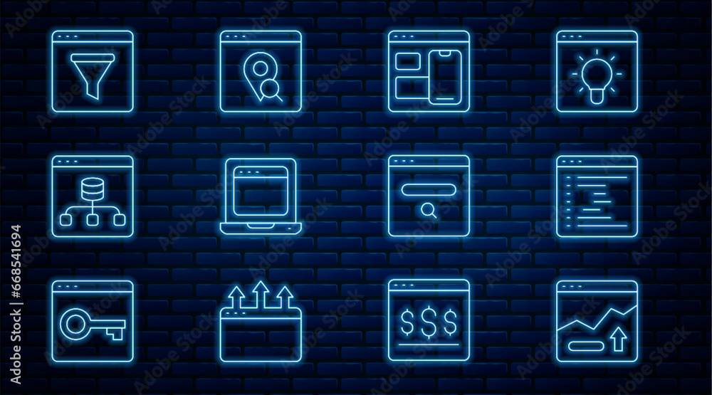 Set line Financial growth increase, Browser window, Web developer ...