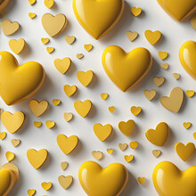 Pattern With Yellow Hearts On White Background