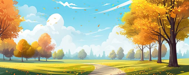 Wall Mural - park landscape in autumn illustration