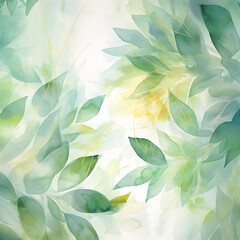 Wall Mural - Abstract watercolor background with green eucalyptus leaves. Watercolor floral frame. flowers and leaves on white background. gold branches