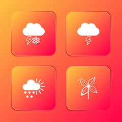 Poster - Set Cloud with snow and lightning, Storm, Cloudy and Pinwheel icon. Vector