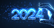 © CoreDESIGN - Numbers 2024 in digital hand. New year blue background.