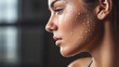 exercise, gym, sweat, sweating, drenched, drenched in sweat, water, face, woman, eyes, people, closeup, expression, close up, lips, smile, model, eye, serious, mouth, look