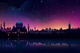 Fototapeta  - Dreamy Arabian night landscape at night fairy tale abstract background - generative ai