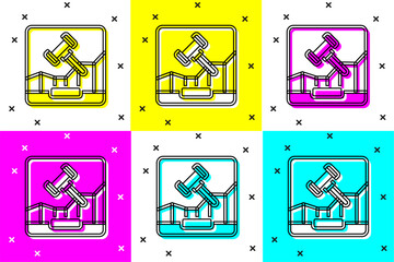 Sticker - Set Online internet auction icon isolated on color background. International trade concept. Investment, stock market exchange and trading. Vector