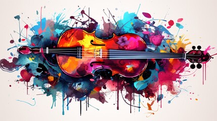  Abstract Splatter Music Instruments vibrant color, generative AI