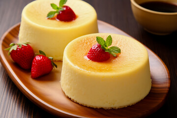 Sticker - Japanese cheesecake. Traditional Japanese dishes.