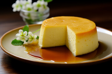 Sticker - Japanese cheesecake. Traditional Japanese dishes.