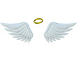 Angel wings and golden halo 3d rendering