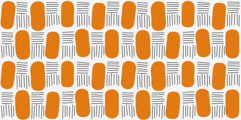 Leinwandbilder - Orange rectangles and sticks. Vector pattern of identical alternating shapes.