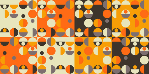 Poster - Abstract mosaic of rounded semicircles. Pattern of roundness of parts. Geometric pattern of identical mosaic figures.