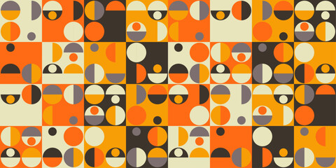Poster - Abstract mosaic pattern of rounded half circles. A pattern of parts roundness. Geometric pattern of identical mosaic shapes.