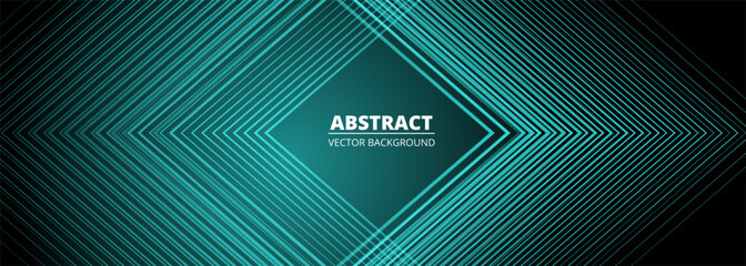 Wall Mural - dark turquoise 3d abstract modern background with glowing striped lines. concept green banner design