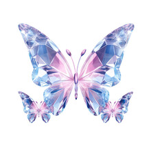 Fantasy Crystal Butterflies Isolated On Transparent Background,transparency 