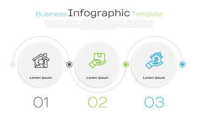 Sticker - Set line House, Delivery insurance and hand. Business infographic template. Vector