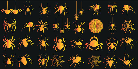 Wall Mural - Halloween vector illustration featuring spiders in a creepy, crawly design. Perfect for autumn, October, holiday decorations and designs. This spooky, scary pattern is a great for any project