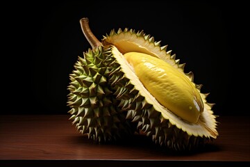 Sticker - Durian fruit on a black background