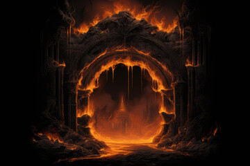 Wall Mural - burning fire in the dark - generative ai