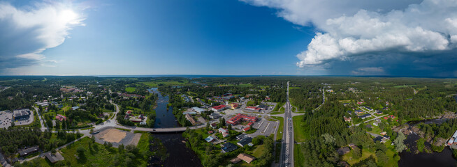 Canvas Print - Pyhäjoki river and old bridge in Finland