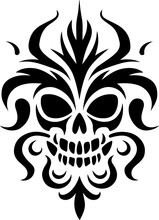 Halloween Skull Ornamental Curls, Swirls Divider And Filigree Ornaments Vector Illustration. Design Elements
