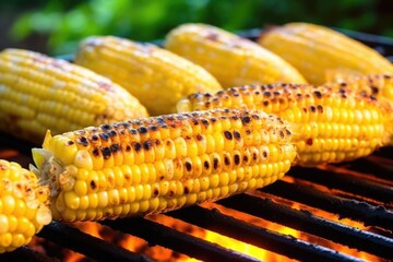 Sticker - close-up view of corn on the cob grilling