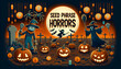 © Abee - Halloween Seed Phrase Horrors. Comical and spooky illustration of cryptocurrency technology and Halloween holiday. Generative AI