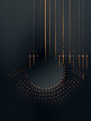 Wall Mural - Abstract background with golden geometric lines gradient and circles on dark grey background