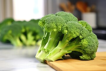 Wall Mural - a close-up shot of organic broccoli on a kitchen counter