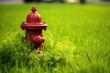 fire hydrant surrounded by cleanly shaven grass