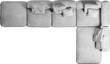Top view of grey modular sofa with cushions