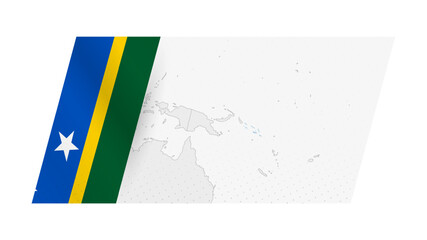 Poster - Solomon Islands map in modern style with flag of Solomon Islands on left side.