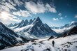 mountain peak with snow and lush beautifull sky abstract astonishing view 