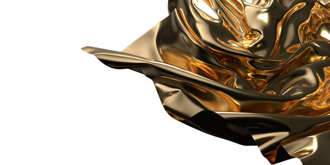 Aufkleber - Opulent Drapery: Abstract 3D Gold Cloth Illustration for Exquisite Visuals