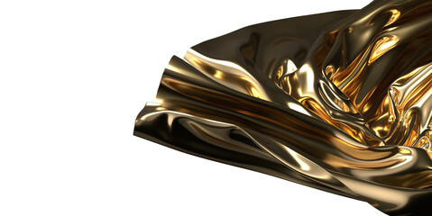 Aufkleber - Opulent Drapery: Abstract 3D Gold Cloth Illustration for Exquisite Visuals