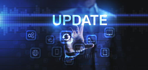 Update software system upgrade download new version internet technology concept.