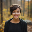 © Adam - A Portrait of a Woman With Short Brown Hair Standing in a Forest During Autumn