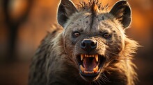 A Hyena With Its Mouth Open. Generative AI.