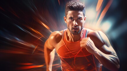 male runner exercising digital media background