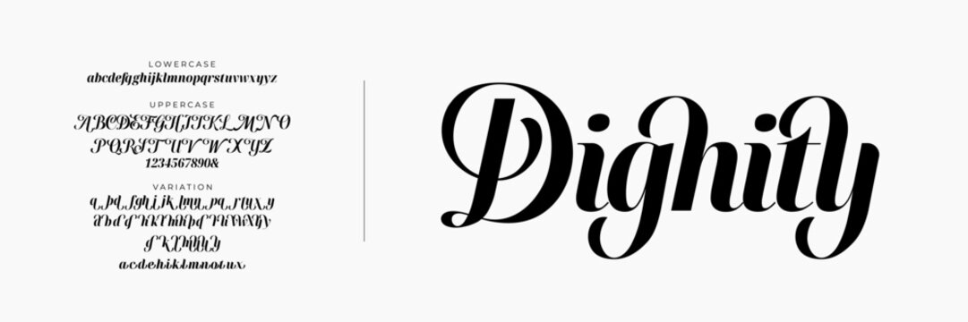 Elegant Font Uppercase Lowercase And Number. Classic Lettering Minimal Fashion Designs. Typography modern serif fonts regular decorative vintage concept. vector illustration